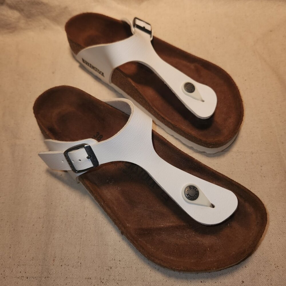 Birkenstock Gizeh Birko-Flor White Thong Sandal - Sz 7.5W, 6M, 38EU